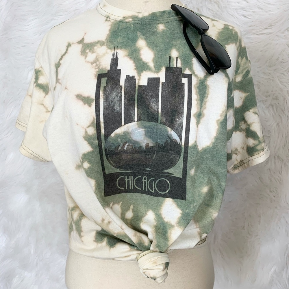 Custom bleached Chicago graphic short sleeve shirt